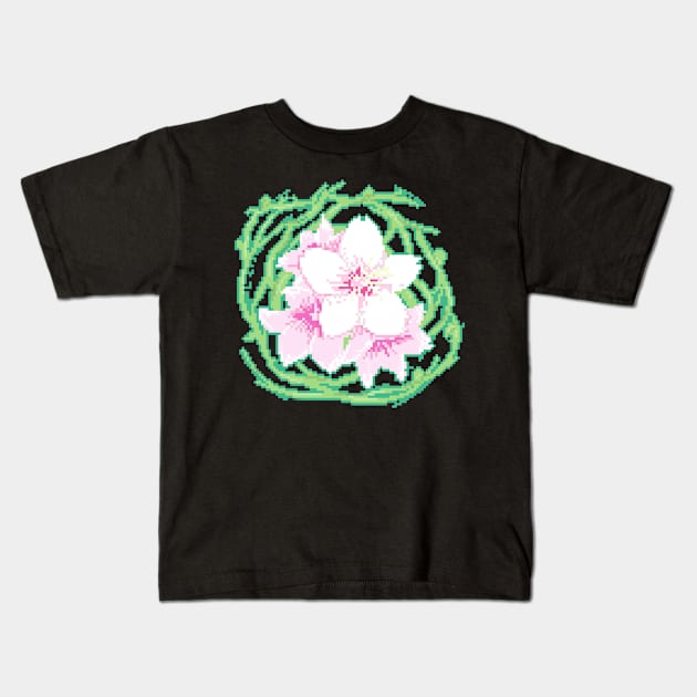 Cherry Blossom pixel art Kids T-Shirt by KnifeBook